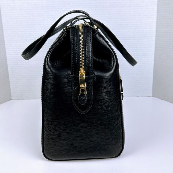 Ralph Lauren Sabine Dome Satchel Shoulder Bag Black Leather Gold HW Luxury Purse - Picture 3 of 16